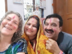 Holi, festival of color with two of my hosts Chunni and Geeyan